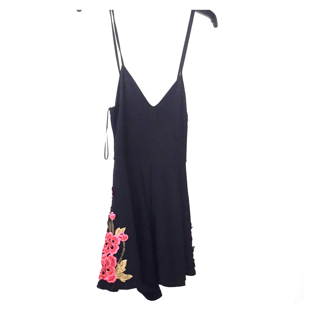 Urban Outfitters black and red embroidered romper